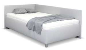 Rohová zvýšená čalouněná postel s úložným prostorem Ryana