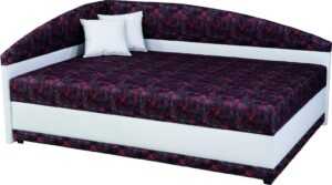 Rohová čalouněná postel Helen s úložným prostorem a matrací Rozměr: 90x200 cm