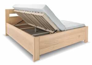 Vysoká dřevěná buková postel s úložným prostorem ROMANA