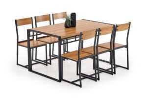 Halmar Halmar Černá jídelní sestava stolu se 6 židlemi BOLIVAR