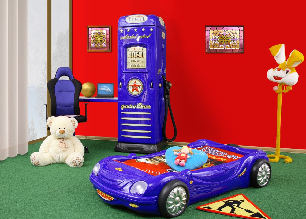Dětská auto postel BOBO modrá