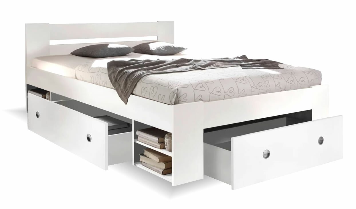 Zvýšená postel s úložným prostorem NEPOLI 140x200
