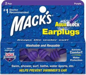 Mack´s Špunty do uší do vody Mack's Aqua Block® - 2 páry Množství: Fialové