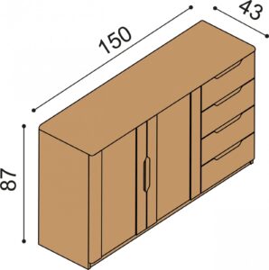 Komoda JELÍNEK FLABO 3DDZ4 Materiál: Dub