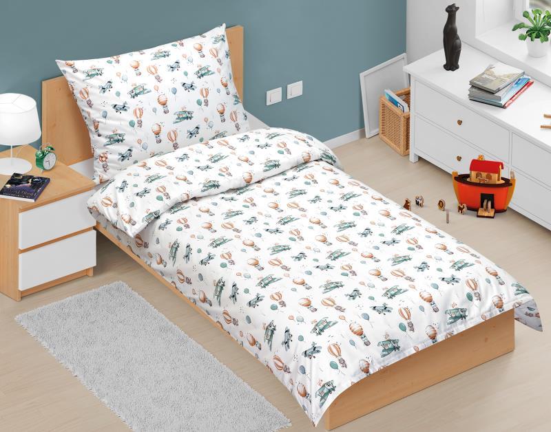 veratex Povlečení bavlněné Junior letadlo a balón 140x200
