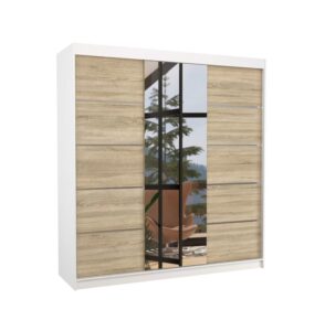 ArtAdrk Šatní skříň BERGEN | bílá/dub sonoma 200 cm