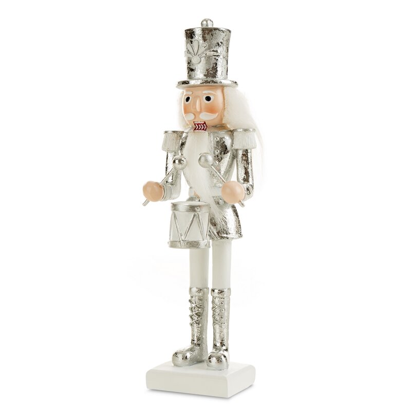 ArtFir Vánoční dekroace LUSKÁČEK 78B | bílá/stříbrná 20 cm