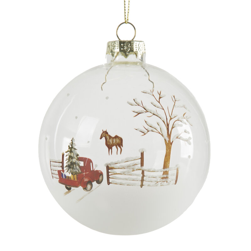 ArtFir Vánoční dekorace KOULE 510 | skleněná bílá/hnědá 10 cm