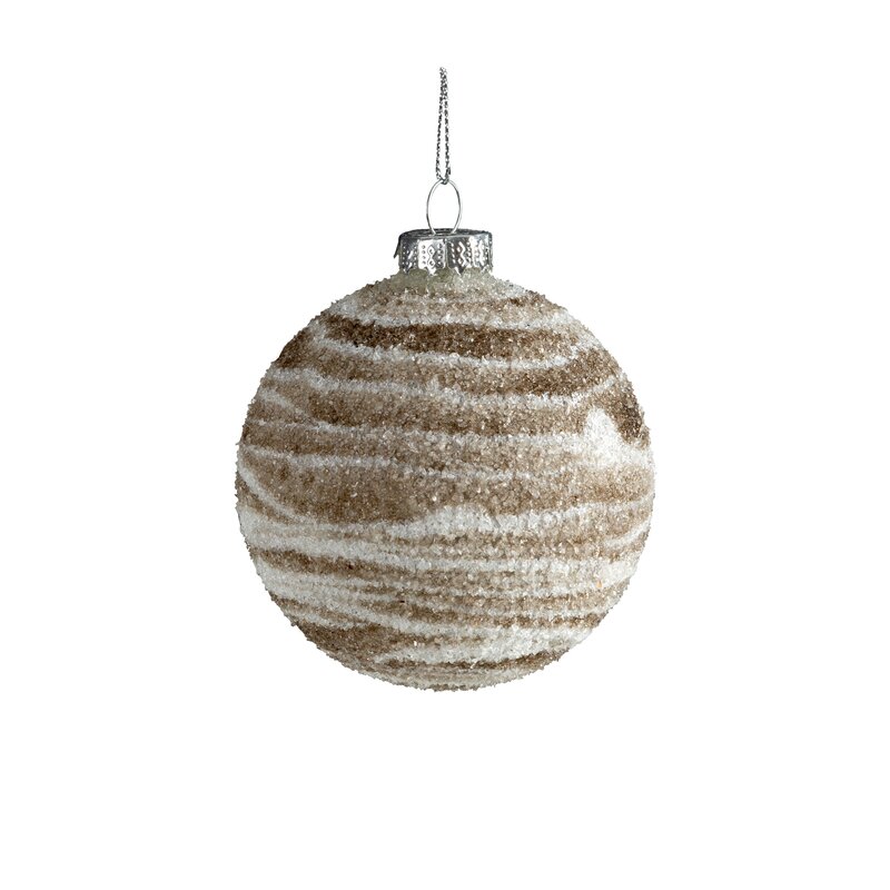 ArtFir Vánoční dekorace KOULE 483A | skleněná béžová/bílá 8 cm