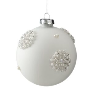 ArtFir Vánoční dekorace KOULE 496B | skleněná bílá 10 cm