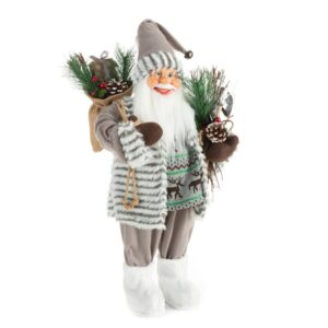 ArtFir Vánoční dekorace SANTA CLAUS 78B | bílá/stříbrná 37 x 19 x 60 cm