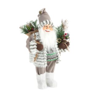 ArtFir Vánoční dekorace SANTA CLAUS 78C | bílá/stříbrná 27 x 12 x 40 cm