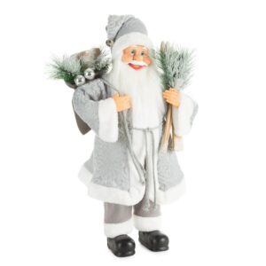 ArtFir Vánoční dekorace SANTA CLAUS 80B | stříbrná/bílá 37 x 19 x 60 cm