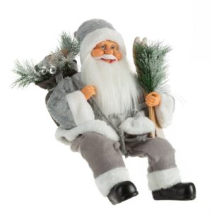 ArtFir Vánoční dekorace SANTA CLAUS 80D | stříbrná/bílá 27 x 16 x 40 cm