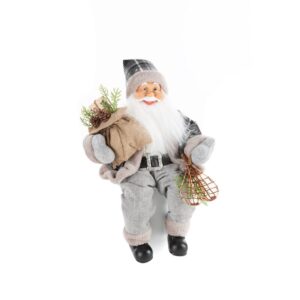 ArtFir Vánoční dekorace SANTA CLAUS 82D | šedá/bílá 27 x 16 x 40 cm
