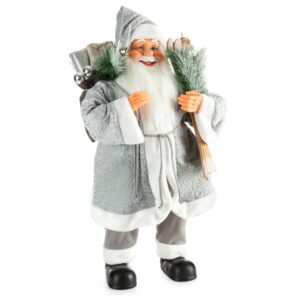 ArtFir Vánoční dekorace SANTA CLAUS 80A | stříbrná/bílá 44 x 26 x 80 cm