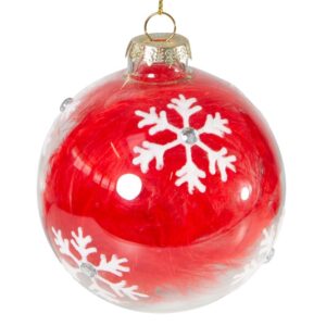 ArtFir Vánoční dekorace KOULE 115 | skleněná červená/bílá 8 cm