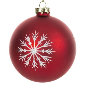 ArtFir Vánoční dekorace KOULE 207B | skleněná červená/bílá 10 cm