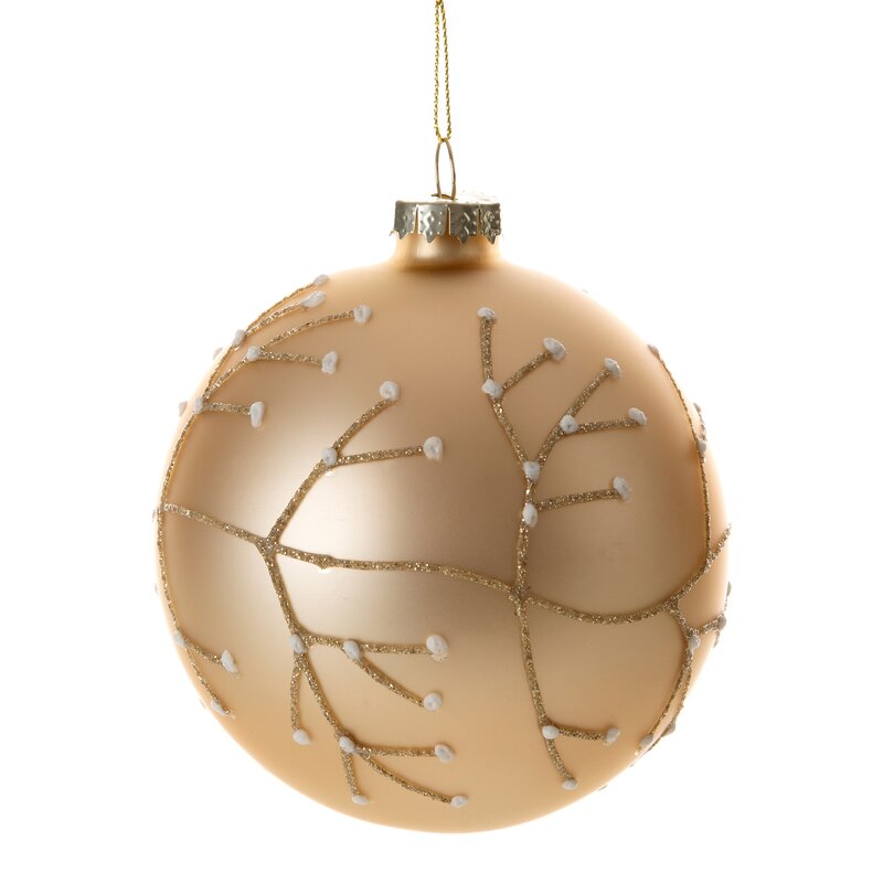 ArtFir Vánoční dekorace KOULE 470B | skleněná béžová/zlatá 10 cm