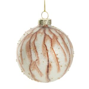 ArtFir Vánoční dekorace KOULE 377 | skleněná bílá/oranžová 8 cm