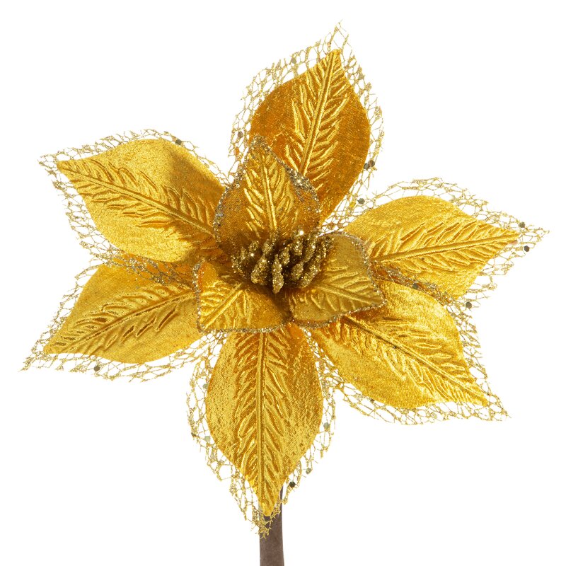 ArtFir Vánoční květ 62B | zlatá 20 cm