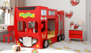 Artplast Dětská patrová postel HAPPY BUS | červený 90 x 190 cm