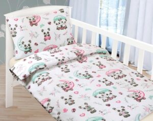 veratex Dětské povlečení bavlna Agáta medvídek panda s deštníkem 90x135