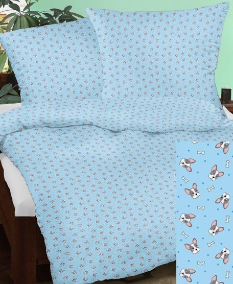 veratex Bavlněné povlečení 45x64 - 90x130 modrý pejsek