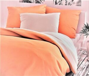 veratex Bavlněné povlečení francie 2x70x90 + 220x200 cm lososovo/bílé