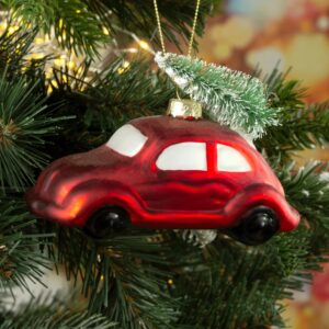 ArtFir Vánoční ozdoba AUTO 11 | skleněná červená 12 x 6 x 8 cm