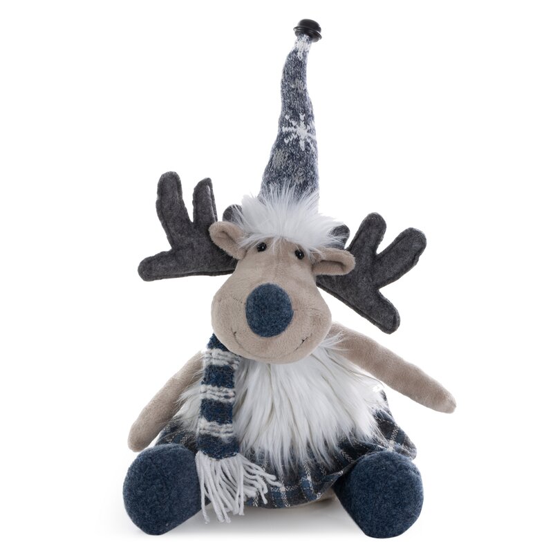 ArtFir Vánoční sob DOLL 108 | stříbrná/tmavě modrá 23 x 14 x 38 cm