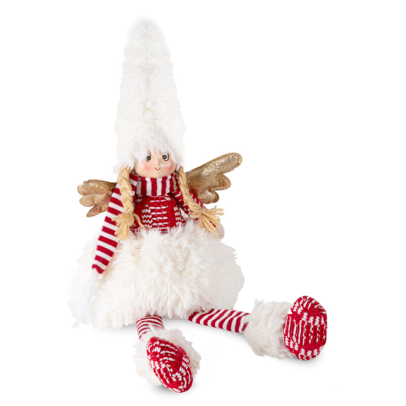 ArtFir Vánoční anděl DOLL 115D | bílá/červená 19 x 12 x 60 cm