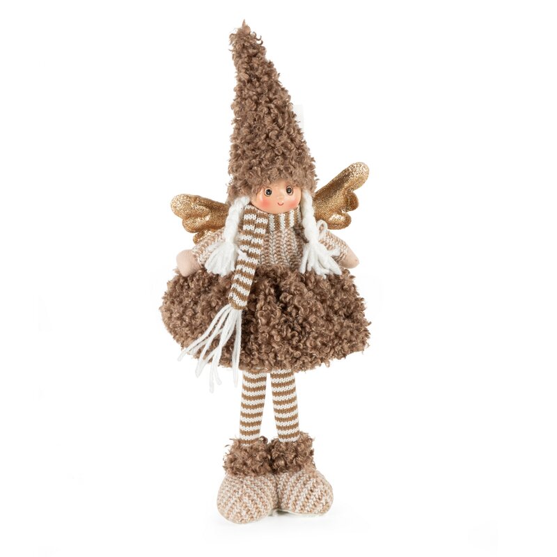ArtFir Vánoční anděl DOLL 116A | hnědá/zlatá 15 x 10 x 37 cm