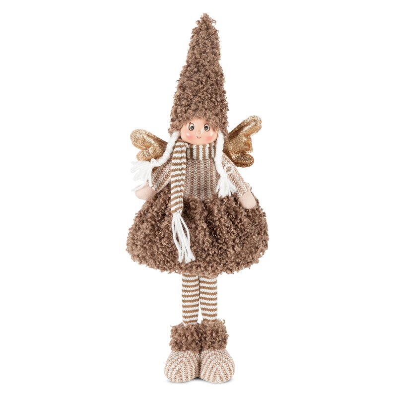 ArtFir Vánoční anděl DOLL 116B | hnědá/zlatá 19 x 12 x 47 cm