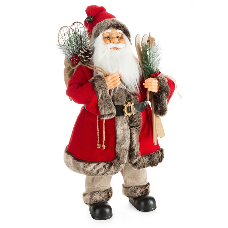 ArtFir Vánoční dekorace SANTA CLAUS 79A | červená/béžová 44 x 26 x 80 cm