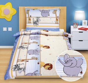 veratex Povlečení bavlněné Junior safari modrá - dětský motiv 140x200