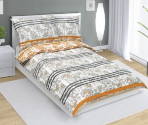 veratex Povlečení bavlněné retro šedooranžové 140x200