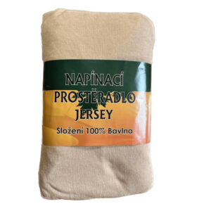 ECOMATRACE Prostěradlo napínací Jersey bavlna béžové 120x200