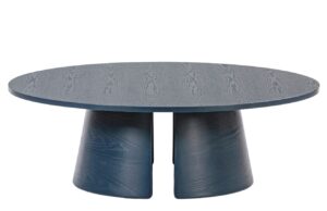 Modrý jasanový kulatý konferenční stolek Teulat Cep 110 cm