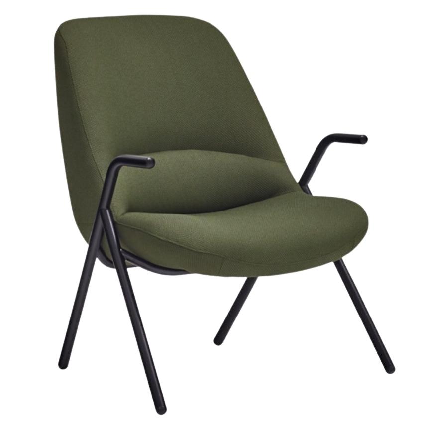 Teulat Nízké zelené křeslo Dins s kovovou podnoží