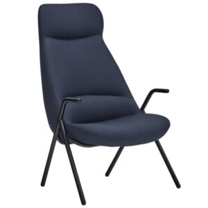 Teulat Vysoké modré křeslo Dins s kovovou podnoží