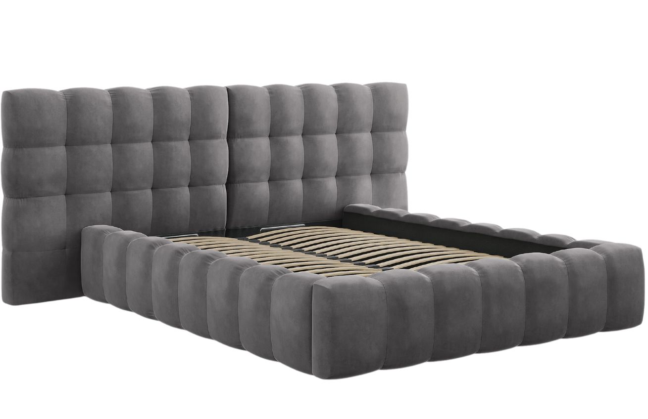 Micadoni Sametová postel Mamaia 140 x 200 cm s úložným prostorem