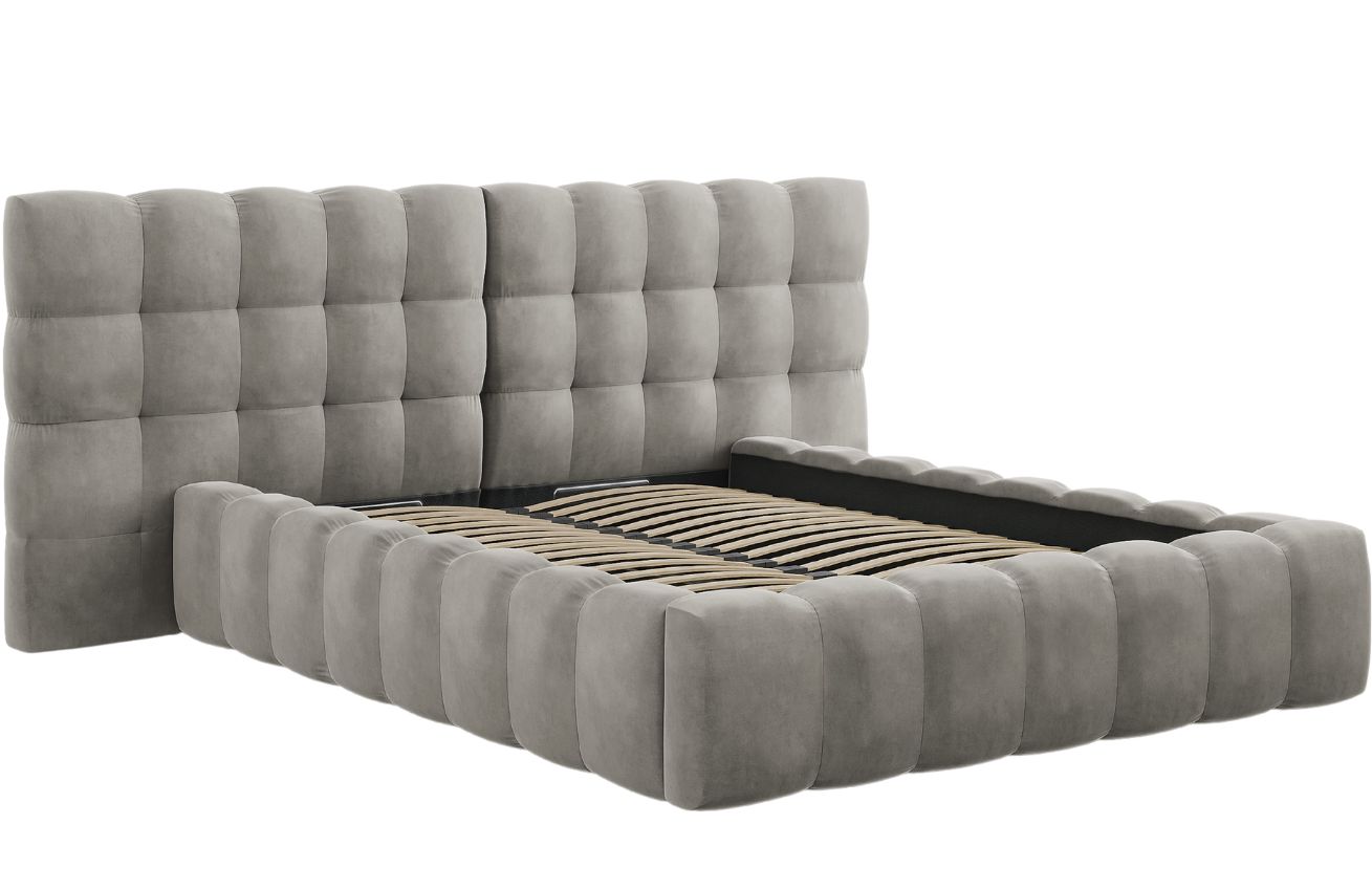 Micadoni Sametová postel Mamaia 160 x 200 cm s úložným prostorem
