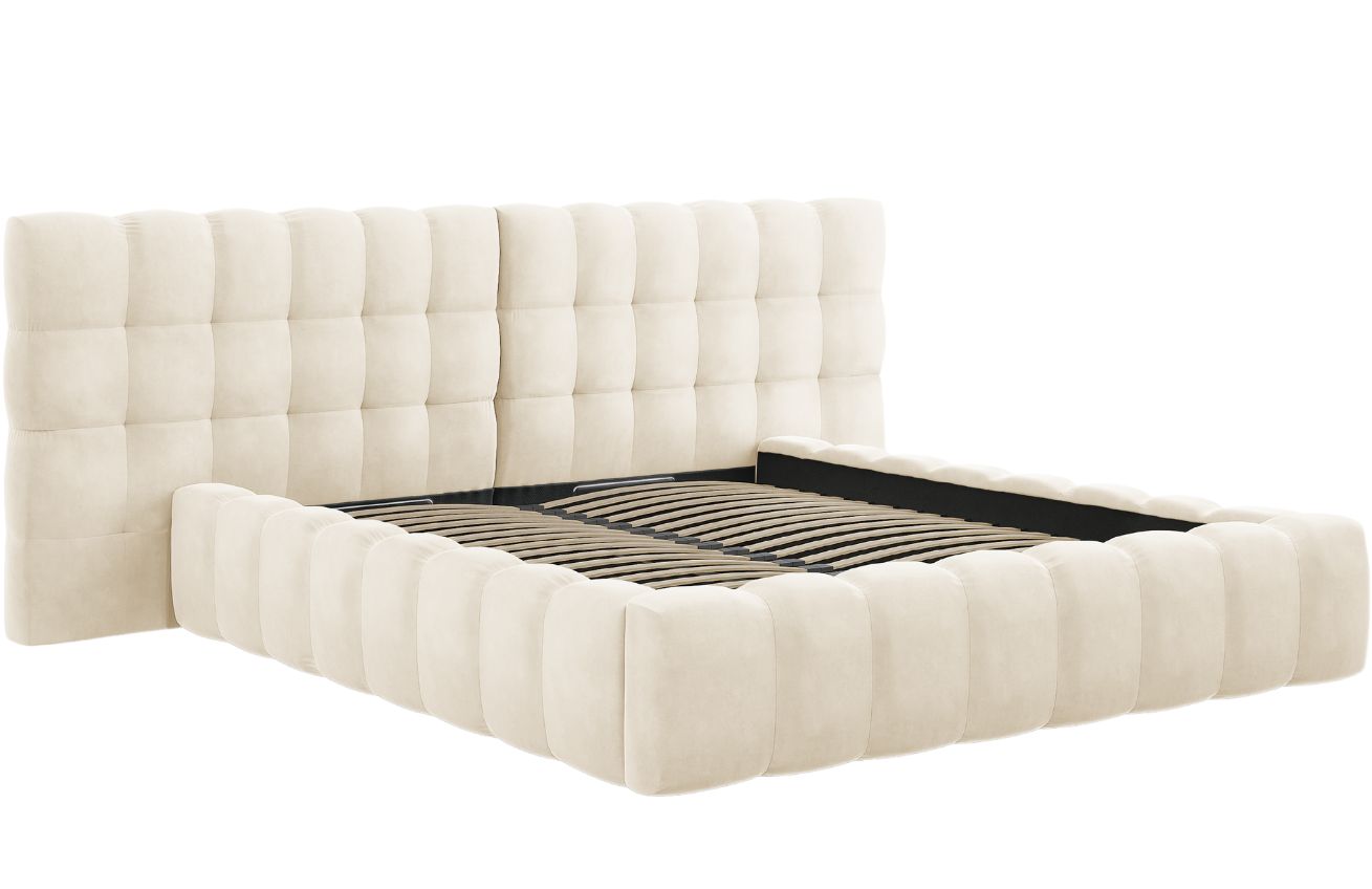 Micadoni Sametová postel Mamaia 180 x 200 cm s úložným prostorem