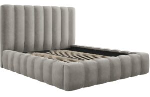 Micadoni Sametová postel Kelp 140 x 200 cm s úložným prostorem