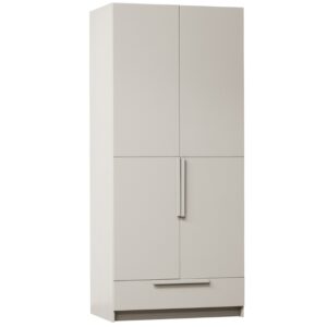 WOOOD Světle šedá dřevěná šatní skříň Pamela 215 x 95 cm