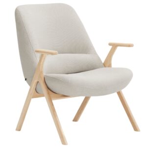 Teulat Nízké bílé křeslo Dins s dřevěnou podnoží