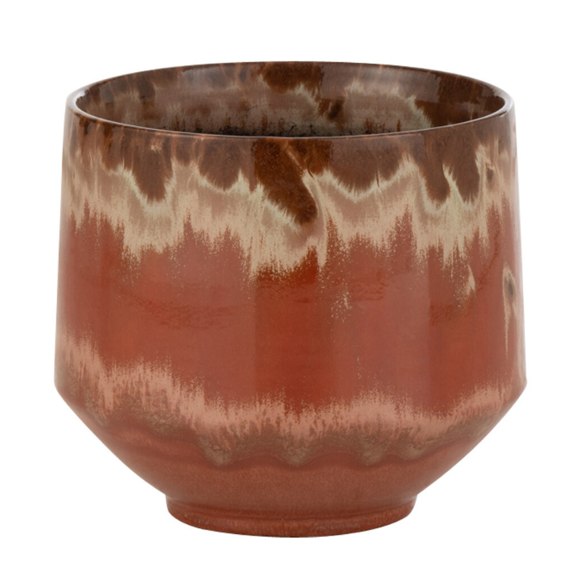 Hnědý keramický květináč J-line Alone 16 cm