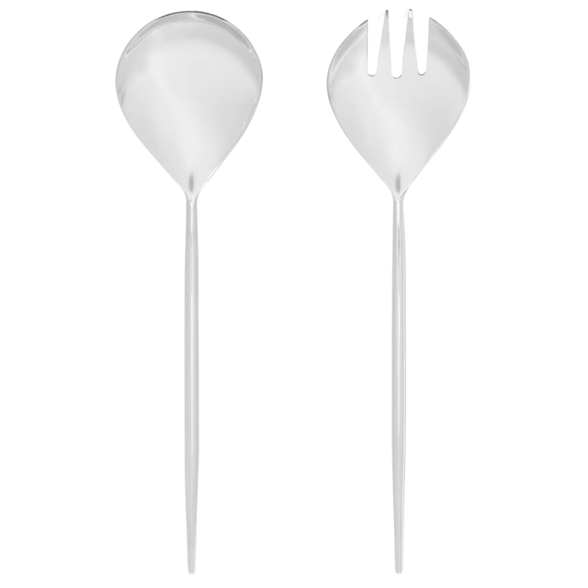 Stříbrná kovová sada příborů na salát Kave Home Crisps