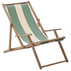 Zeleno-bílé zahradní skládací lehátko Kave Home Vilara